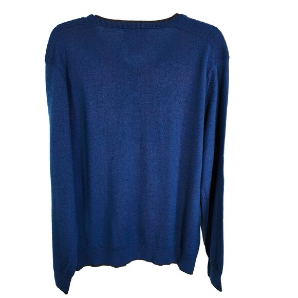 INC International Concepts Sweater Large Blue V Neck Pullover Merino Wool Blend - Picture 2 of 7